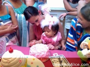 Baby Sophia getting ready to have cake! 