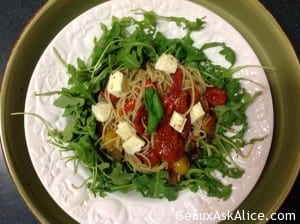 Risotto-Style Roasted Tomatoes and Noodles (Added Shrimp, Chicken etc.) 