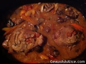 Smothered Boneless Stuffed Pork Loin with Yams and Carrots