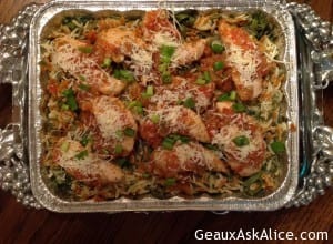 Chicken Tenders with Spinach Fettuccine/Orzo