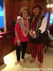 Our dealer for poker game. Everyone had to wear pirate gear. Fun night!