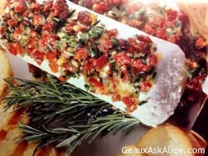 Goat Cheese Topped with Sun-Dried Tomatoes and Rosemary