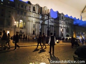 In Navona Square enjoying the performers and wine