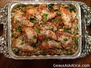 Chicken Tenders with Spinach Fettuccini/Orzo