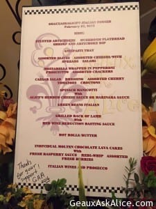 Menu for the Italian Gang!