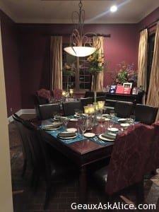 Table set for Italian dinner along with apps! Moving along!