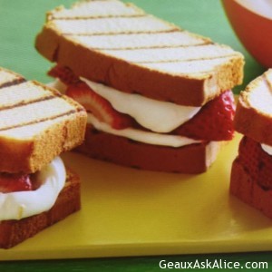 Grilled Strawberry Shortcake Topped with Lemony Cream