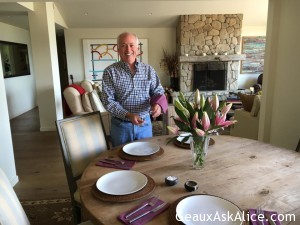 Look who is setting table. Humm-I don't think he has ever did this at home ! Great ribs and sides for lunch! Getting so spoiled!