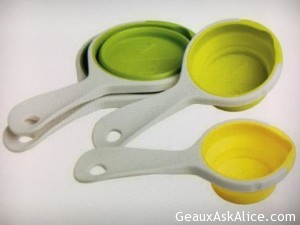 Today's Gadget from E's Kitchen in Lafayette, LA are the Sleekstor Pinch and Pour Collapsible Measuring Cups!