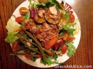 Grilled Salmon over Lentil Salad