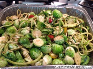 Spiralized Zucchini with Roasted Brussels Sprouts 1