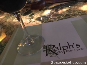 Tonight dinner at Ralph's on the Park!