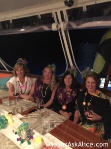 Everyone ready for our Mardi Gras nite on boat. Great fun night2