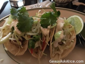 Main meal Fish Tacos and two Shaved Filet of Beef Sandwiches
