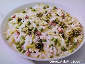 Pesto Risotto with Peas