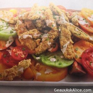 Crispy Fried Okra and Tomato Salad