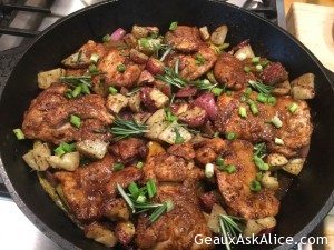 Delicious Balsamic Glazed Chicken Thighs with Veggies and and Potatoes 