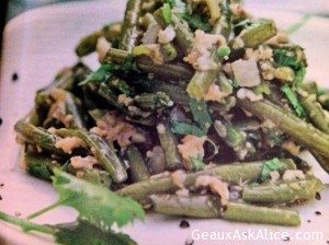 Green Beans with Eggs, Chiles and Cilantro
