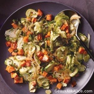 Savory Yam and Brussels Sprout Salad