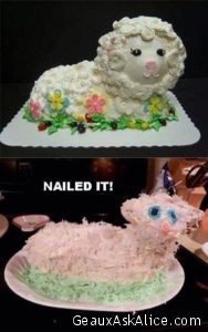 My yearly attempt at the Easter Lamb Cake! Nailed it again. I amaze myself! Lordy Lordy Lordy