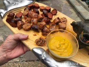 Apps for this celebration. Cheese/Pate Tray; Grilled Sausage and Crabmeat Stuffed Mushrooms