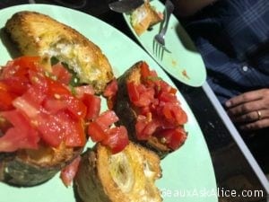 Appetizers at That’s Amore. Bruschetta and they give u three versions of their pizzas done in pinwheel form. Divine