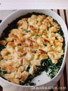 Garlicky Baby Spinach Bread Pudding