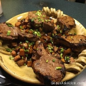 Grilled Bone-In Pork Rib Chops with Balsamic Glazed Yams!