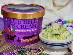 Today’s Product is Blue Bell Mardi Gras King Cake Ice Cream! Oh Yes!
