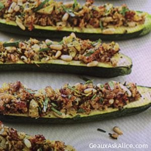 Cheesy and Nutty Stuffed Zucchini Boats