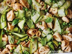 Tasty Zucchini Zoodles, Green Peas and Tortellini Salad