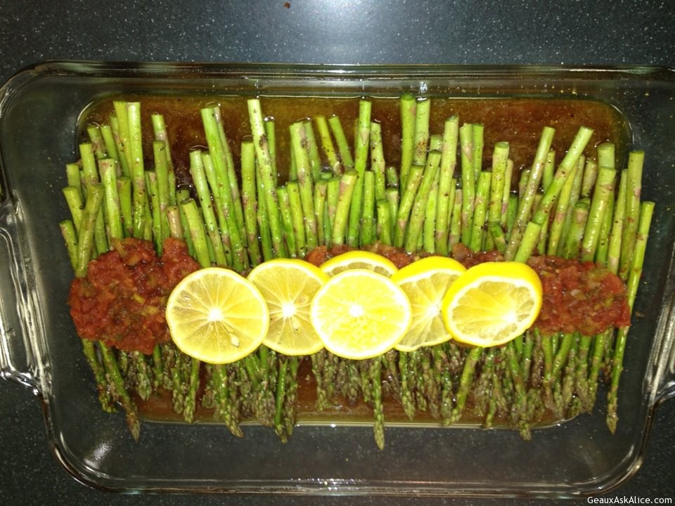 Roasted Asparagus with Lemon and Garlic Chipolte Salsa