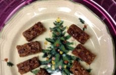 Pecan Bars Plated up on Christmas platter