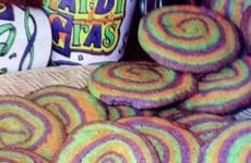 plate of cookies which are beautiful in all mardi gras colors