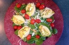 Plate of Jumbo Pasta Shells Stuffed with Shrimp Salad