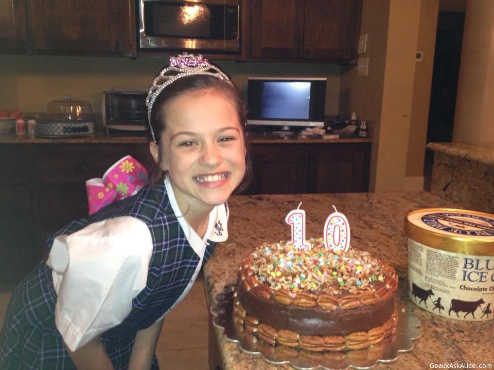 Savannah and her beautiful chocolate birthday cake.