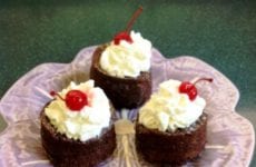 Three Individual Molten Chocolate Lava Cakes on a plate.