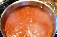 Pot of Chili with beans on the stove.