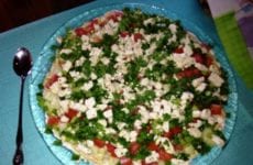 Seven Layer Greek Dip to be served with chips