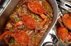 Pot Of Crab Stew On Stove Cooked.