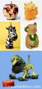 Various animals made from fruit and veggies | Geaux Ask Alice!