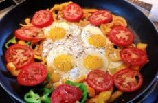 Grammie's Sunny Side- Up Eggs With Tomatoes And Bell Peppers