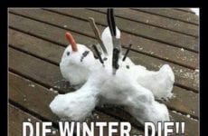 Snowman stabbed with knives!