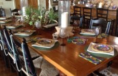 Mardi Gras table setting.