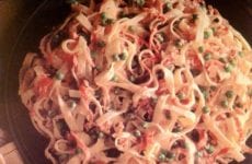 Fettuccine with Ham and Peas