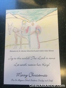 My Grand Peep, Aidan, had his drawing selected as the Christmas Card for his school, St. Aloysius. Nice Job!!!