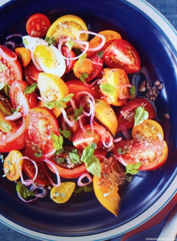 Heirloom Tomato Salad with Garlicky Anchovy Dressing
