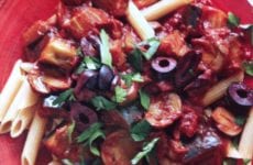 Tomato-Eggplant Sauce over Penne Pasta