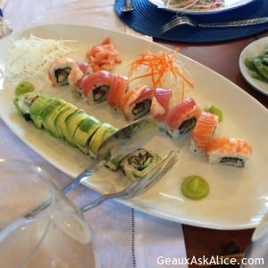 Rest of lunch today! Sushi of all shapes colors and flavors. Divine!1