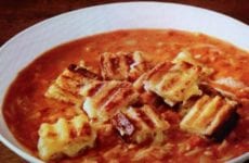 Alice's Roasted Tomato Soup with Grilled Cheese Cubes